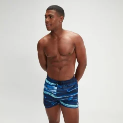 Men's Digital Printed Leisure 14" Swim Shorts Blue