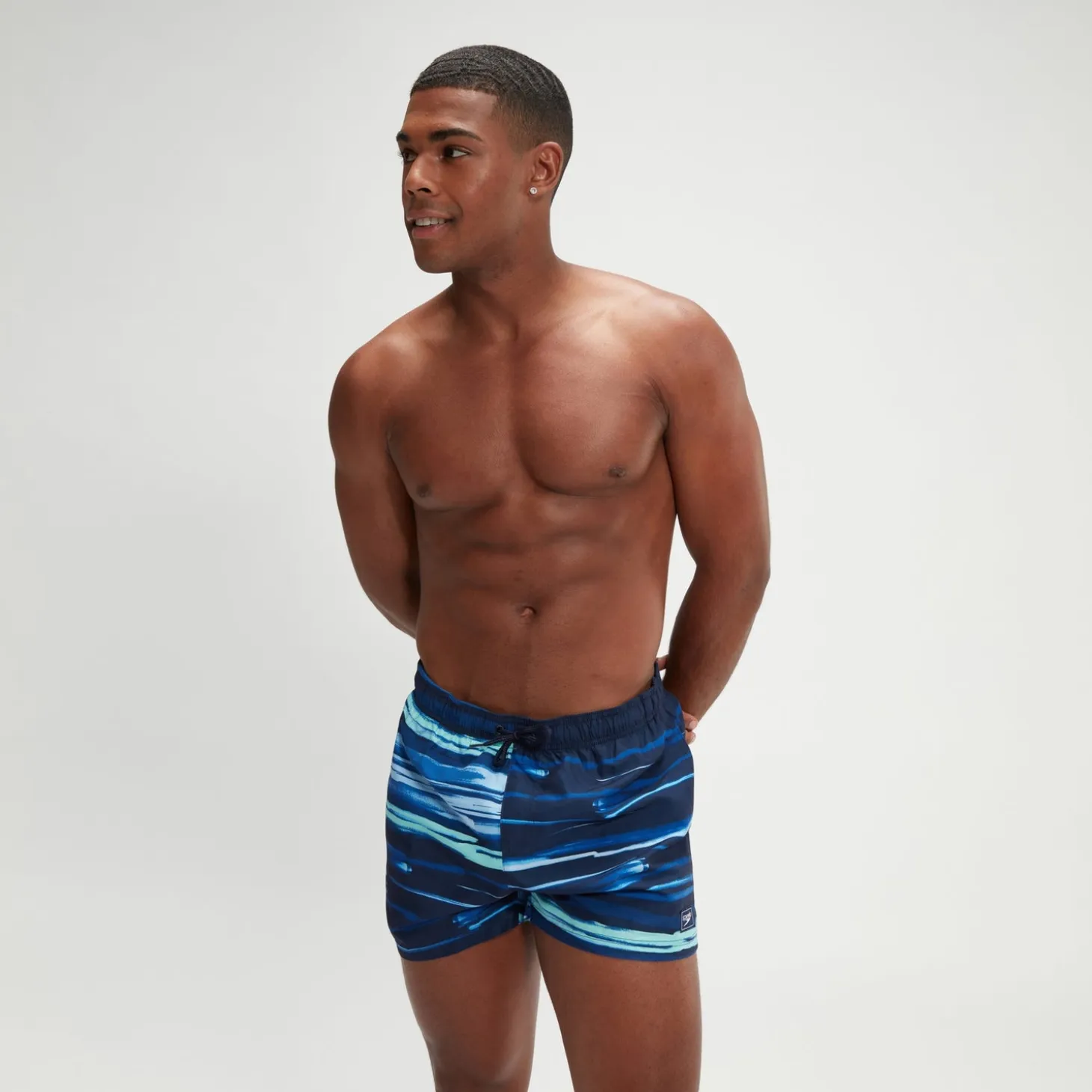 Men's Digital Printed Leisure 14" Swim Shorts Blue