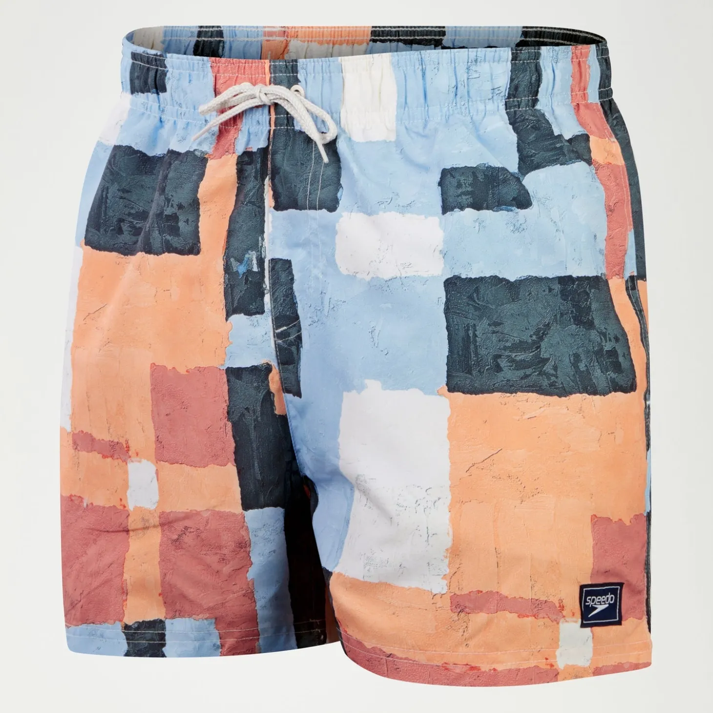 Men's Digital Printed Leisure 14" Swim Shorts Orange/Blue