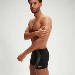 Men's Duo Logo Print Aquashorts Black/Yellow