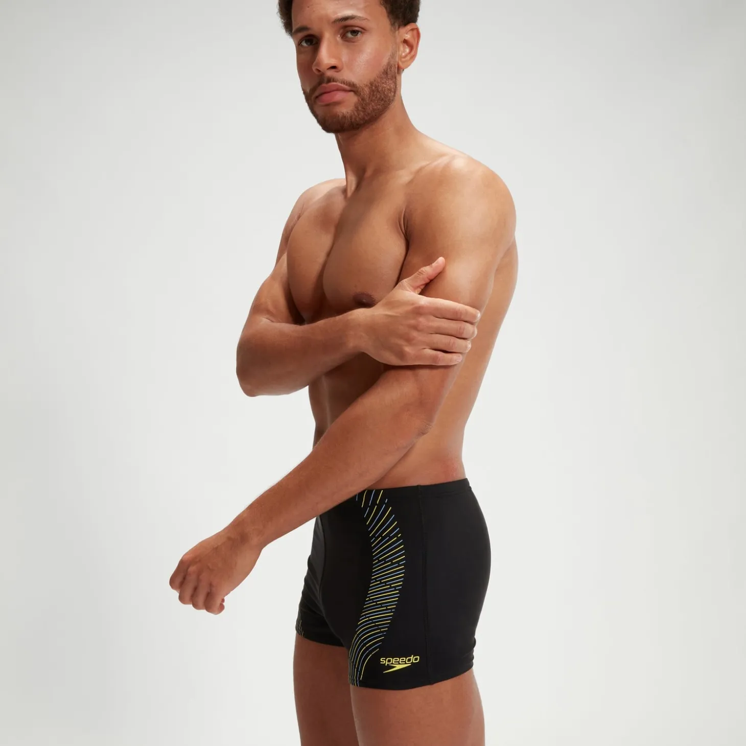 Men's Duo Logo Print Aquashorts Black/Yellow