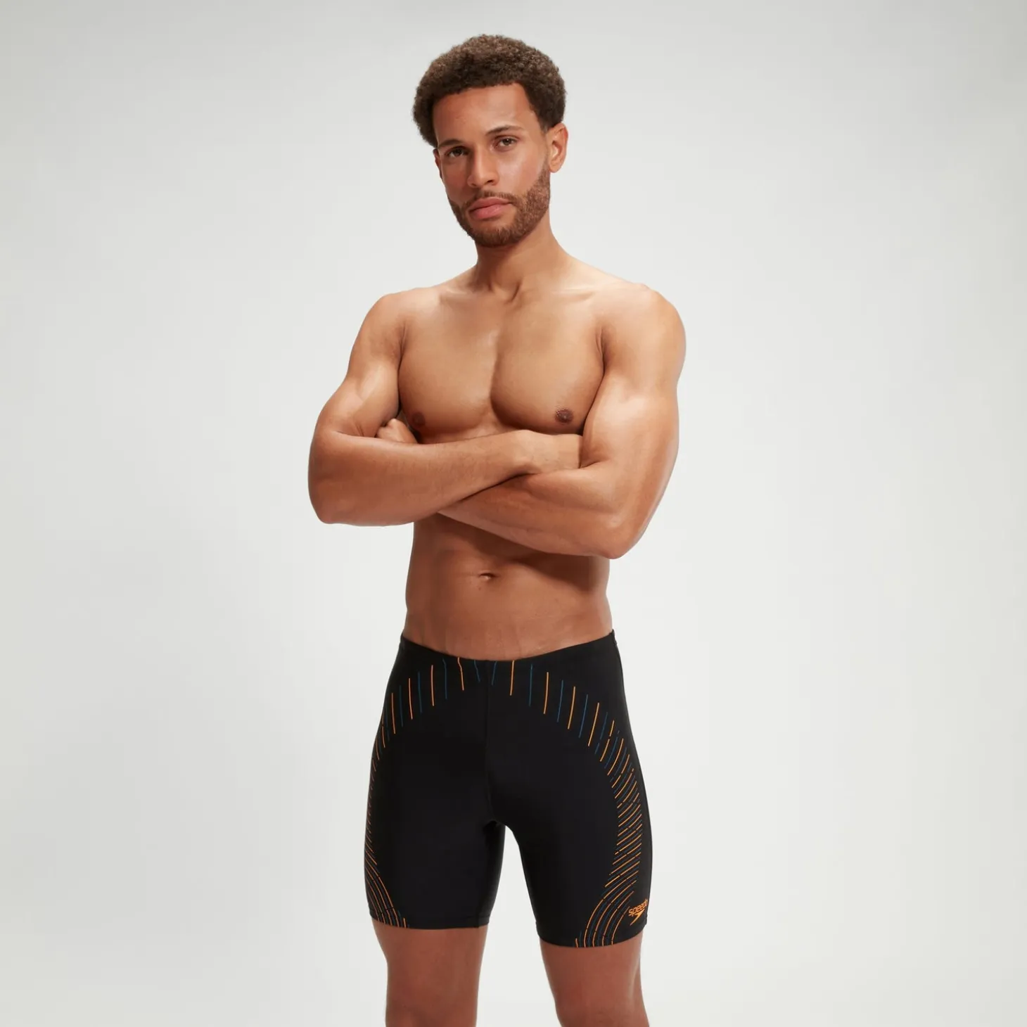 Men's Duo Logo Print Mid Jammer Black/Orange