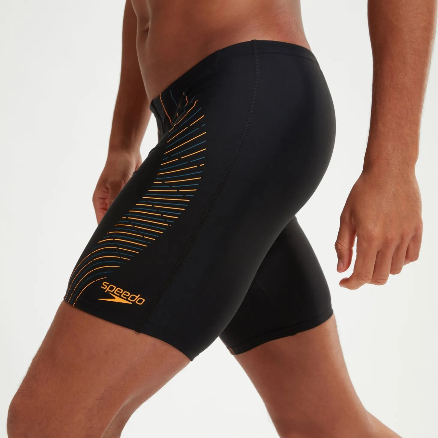 Men's Duo Logo Print Mid Jammer Black/Orange