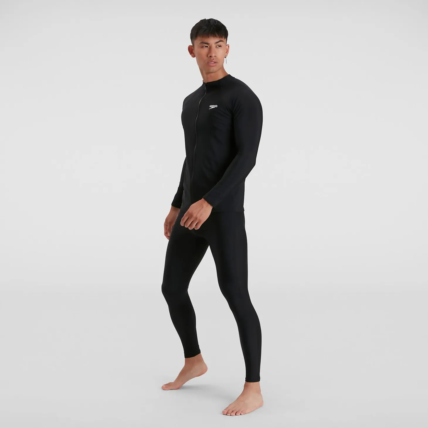 Men's Essential Long Sleeve Zip Top Black