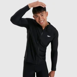 Men's Essential Long Sleeve Zip Top Black
