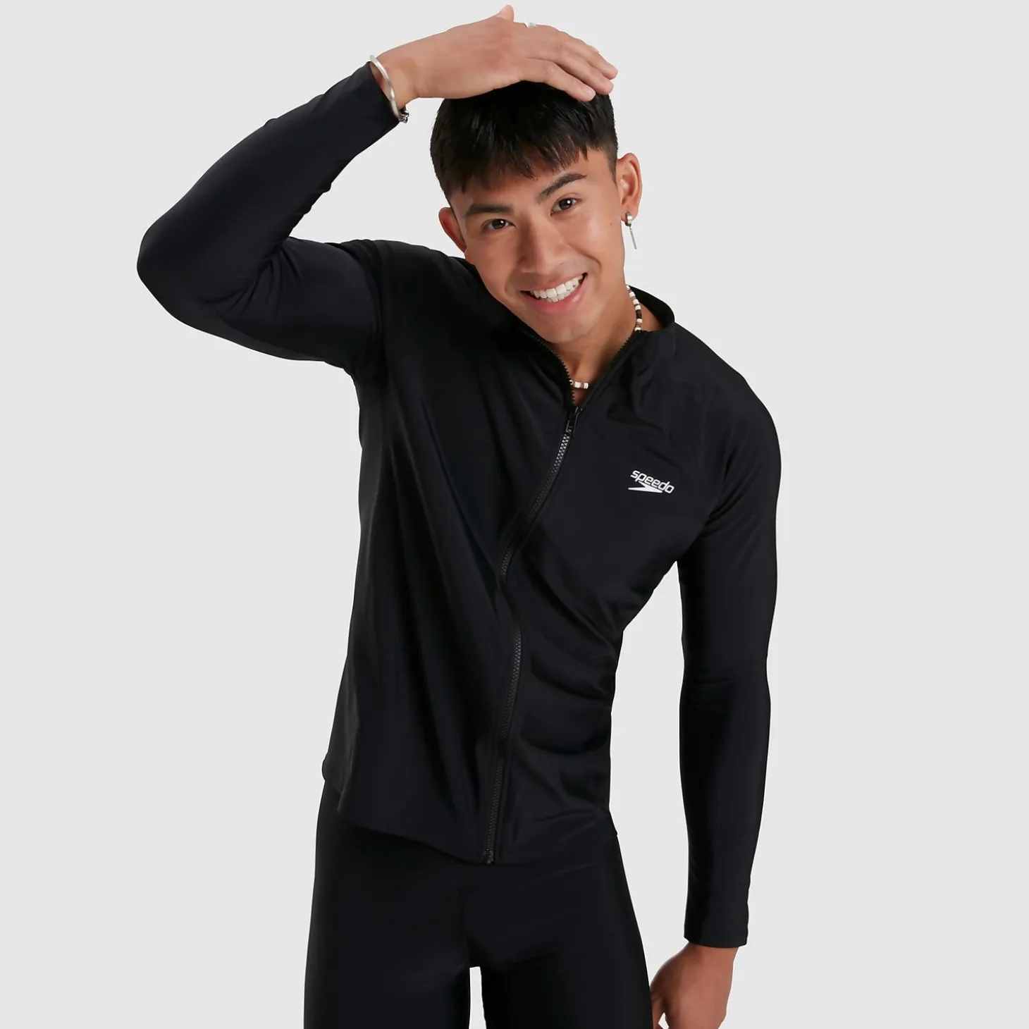 Men's Essential Long Sleeve Zip Top Black
