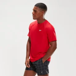 Men's Essential Short Sleeve Swim Top Red