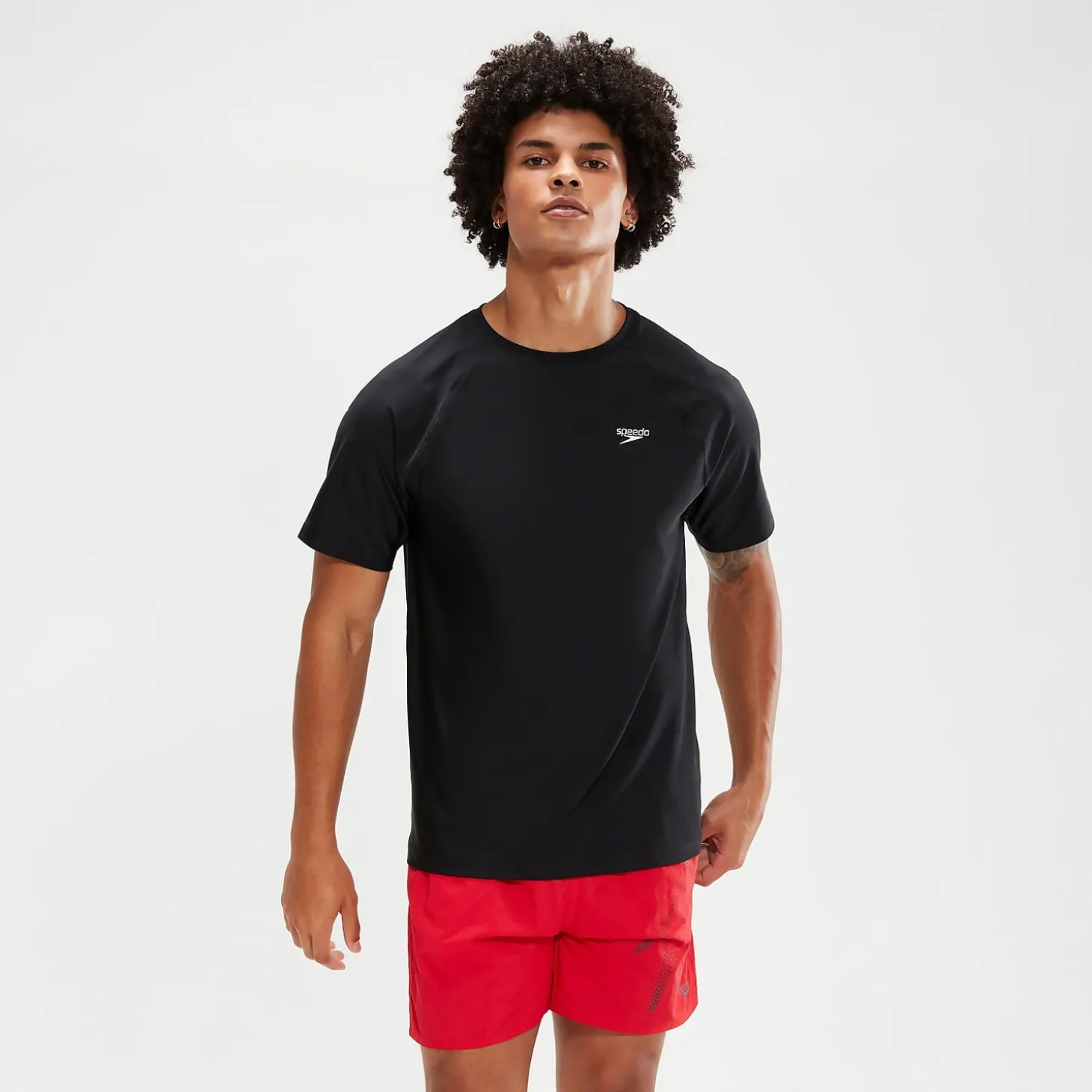 Men's Essential Short Sleeve Swim Top Black