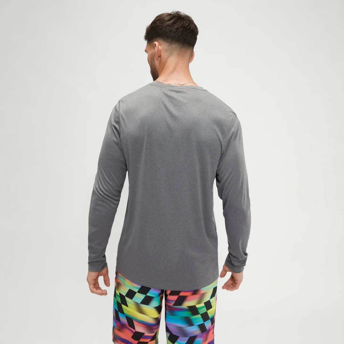 Men's Long Sleeve Graphic Swim Shirt Grey