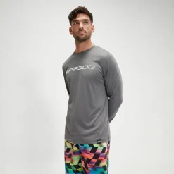 Men's Long Sleeve Graphic Swim Shirt Grey