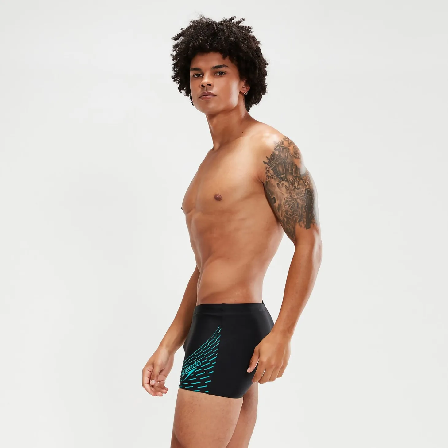 Men's Medley Logo Aquashorts Black/Aqua