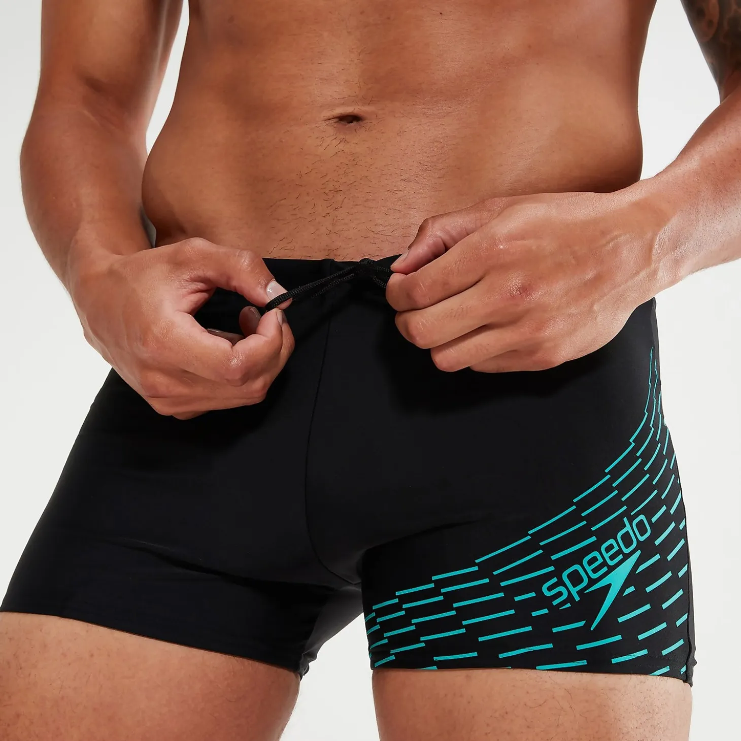 Men's Medley Logo Aquashorts Black/Aqua