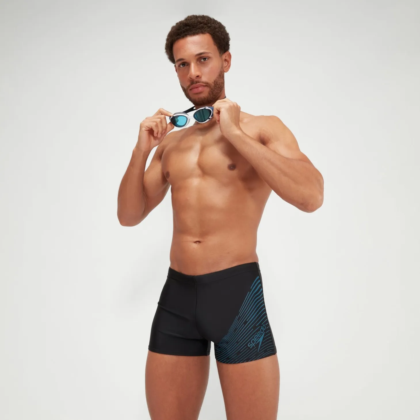 Men's Medley Logo Aquashort Black/Teal