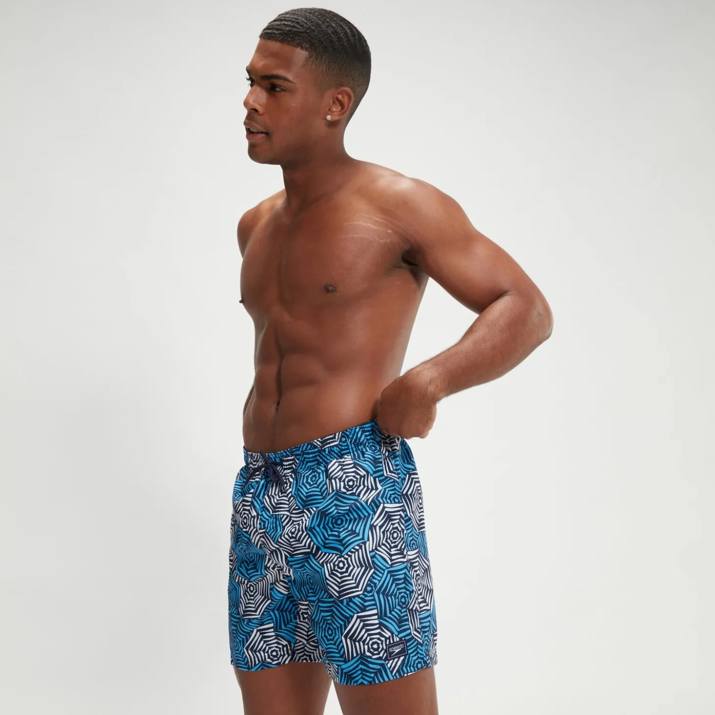 Men's Printed Leisure 16" Swim Shorts Blue/White