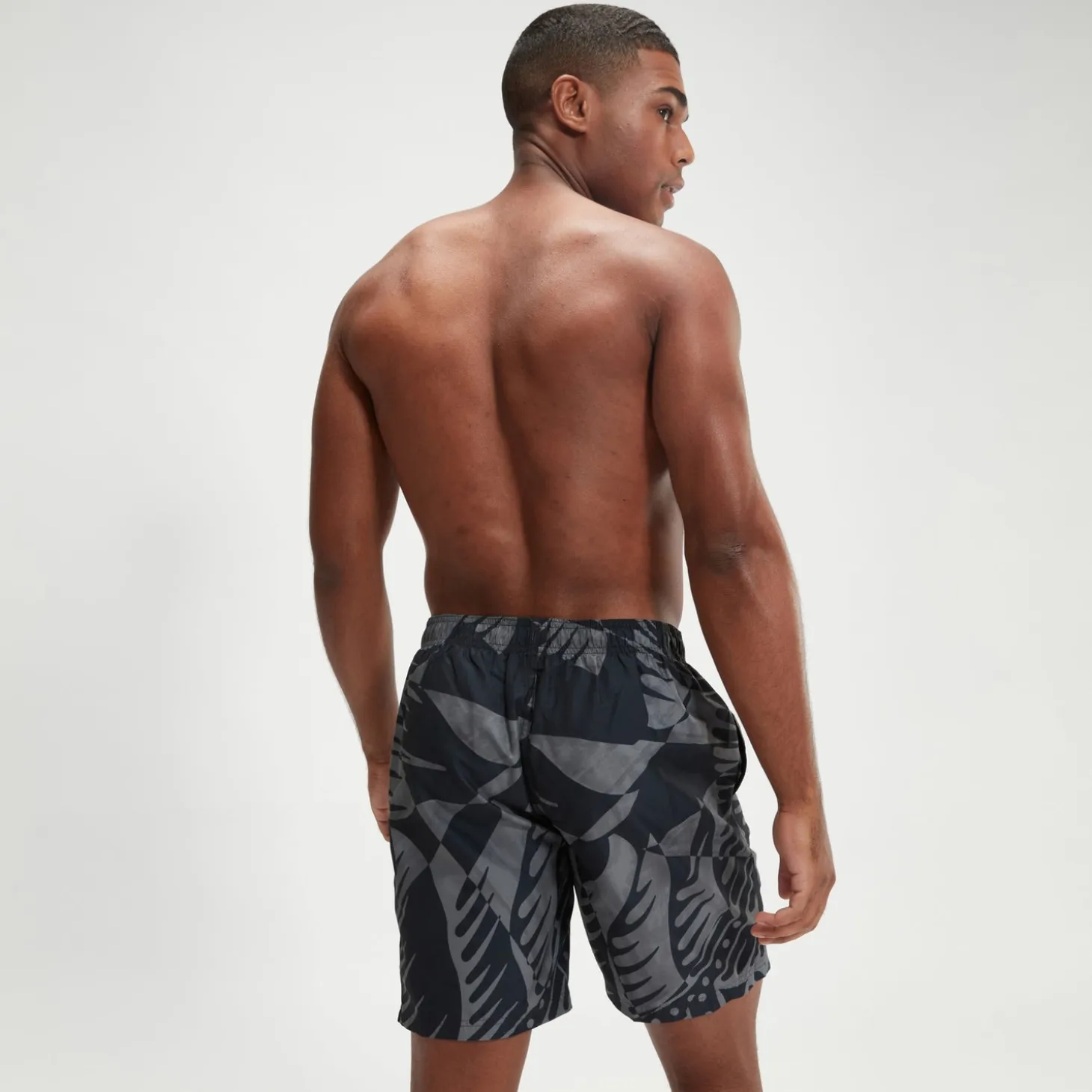 Men's Printed Leisure 18" Swim Shorts Black/Grey