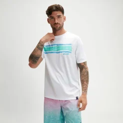 Men's Short Sleeve Graphic Swim Shirt White/Blue