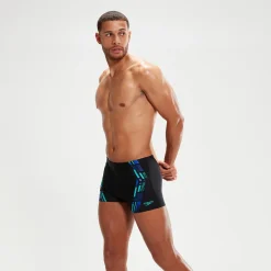 Men's Tech Print Aquashorts Black/Blue