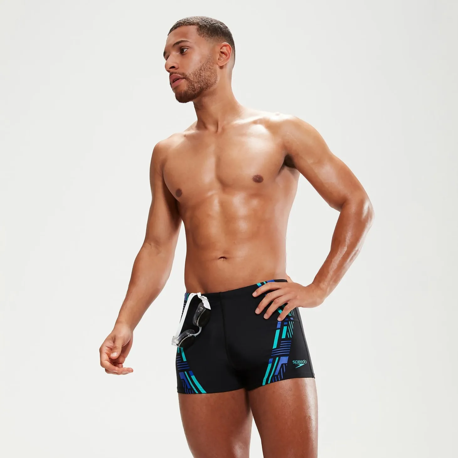 Men's Tech Print Aquashorts Black/Blue