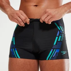 Men's Tech Print Aquashorts Black/Blue