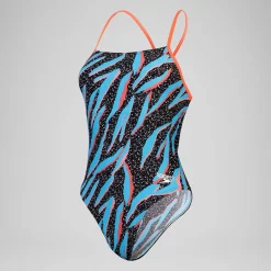 Women's Club Training Allover Lattice Tie Back Swimsuit Blue/Blue