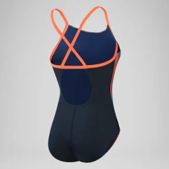 Women's Club Training Allover Fixed Crossback Swimsuit Navy/Red