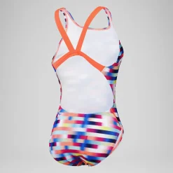 Women's Club Training Allover Digital Leaderback Swimsuit Red/Blue