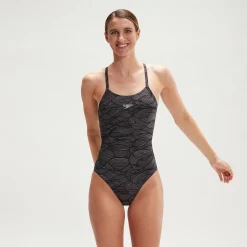 Women's Club Training Fixed Crossback Swimsuit Black/Grey