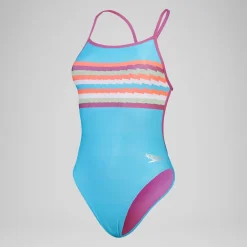 Women's Club Training Placement Digital Vback Swimsuit Blue/Pink