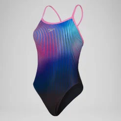 Women's Club Training Placement Digital Turnback Swimsuit Black/Pink