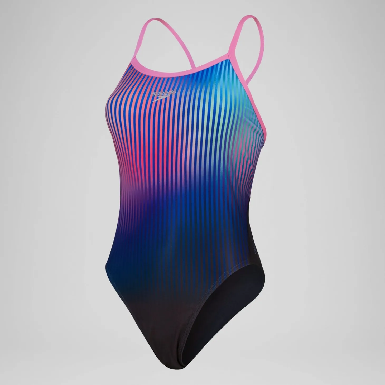 Women's Club Training Placement Digital Turnback Swimsuit Black/Pink