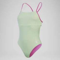 Women's Club Training Solid Lattice Tie Back Swimsuit Green