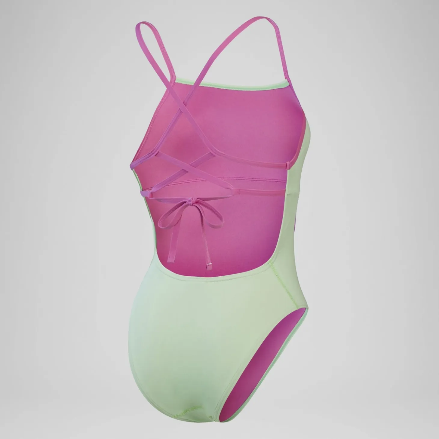 Women's Club Training Solid Lattice Tie Back Swimsuit Green