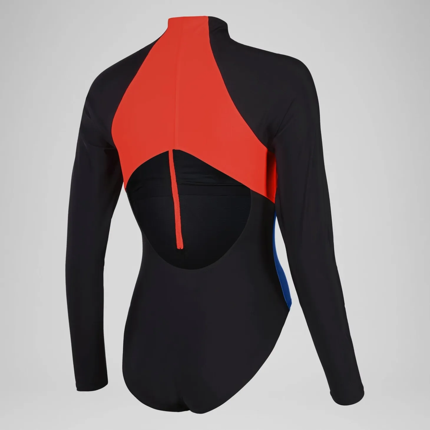 Women's Colourblock Long Sleeve Zip Swimsuit Black/Red