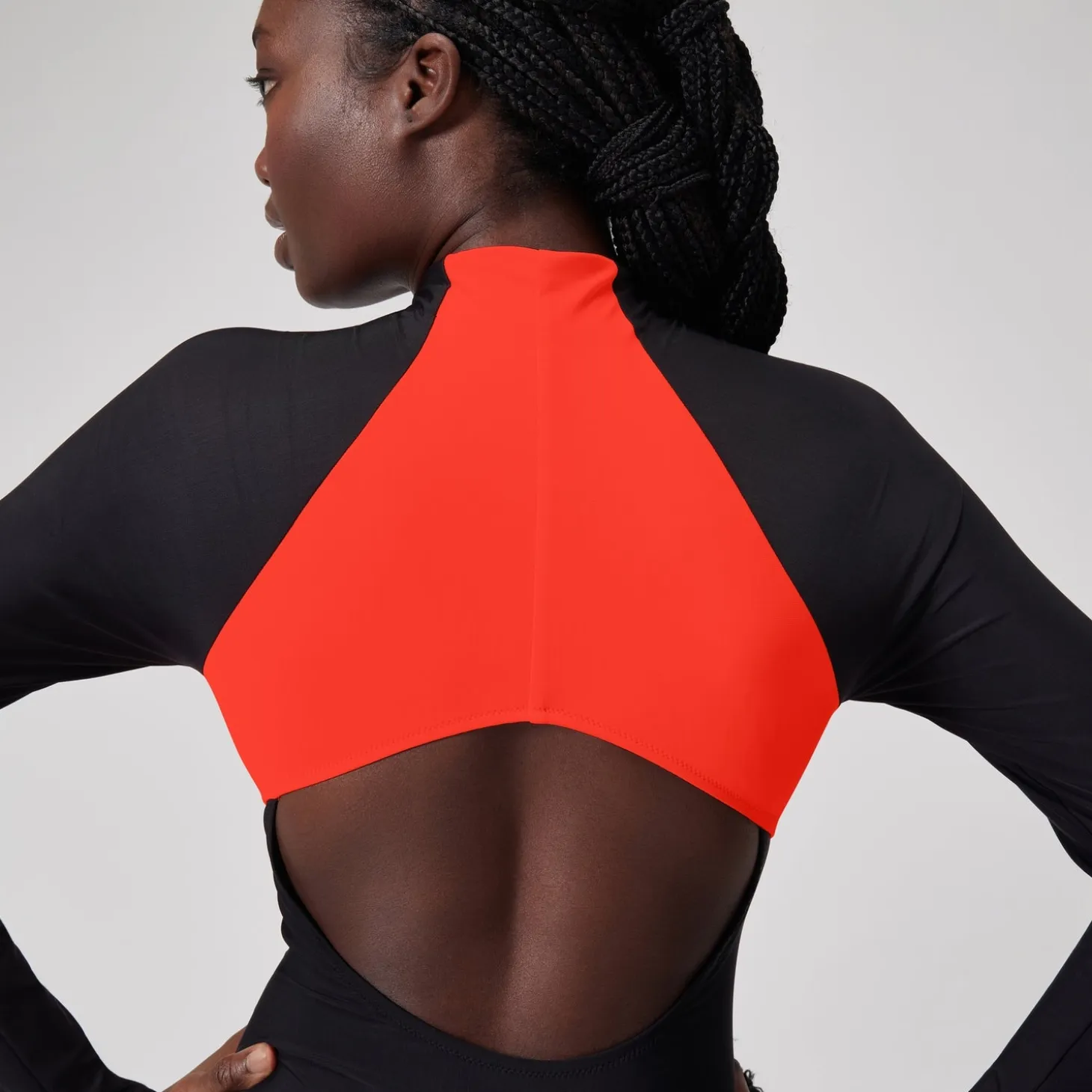 Women's Colourblock Long Sleeve Zip Swimsuit Black/Red
