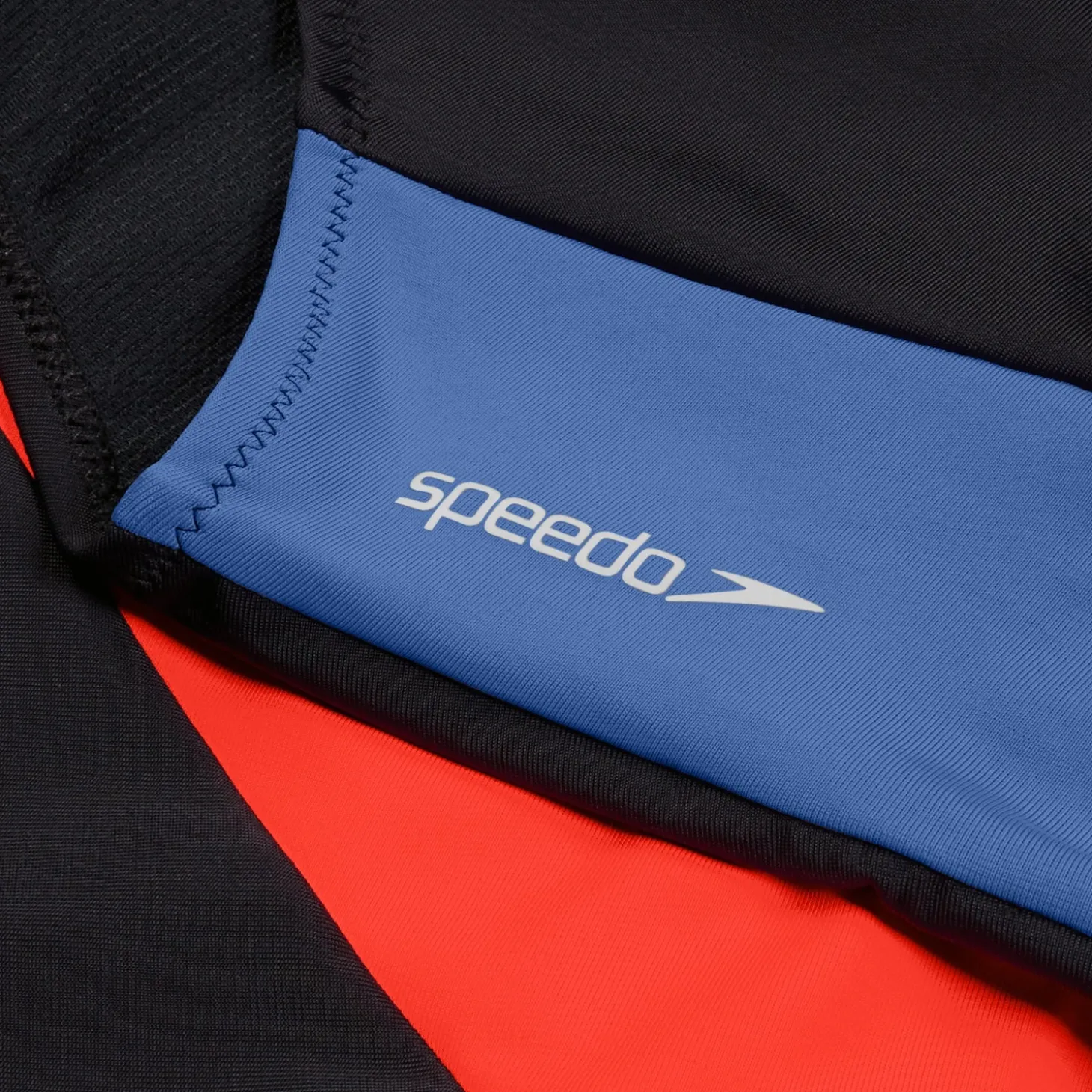 Women's Colourblock Long Sleeve Zip Swimsuit Black/Red