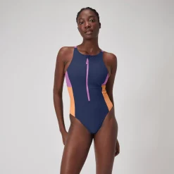 Women's Colourblock Zip Swimsuit Blue