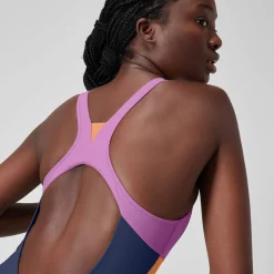 Women's Colourblock Zip Swimsuit Blue