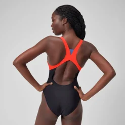 Women's Colourblock Zip Swimsuit Black/Red