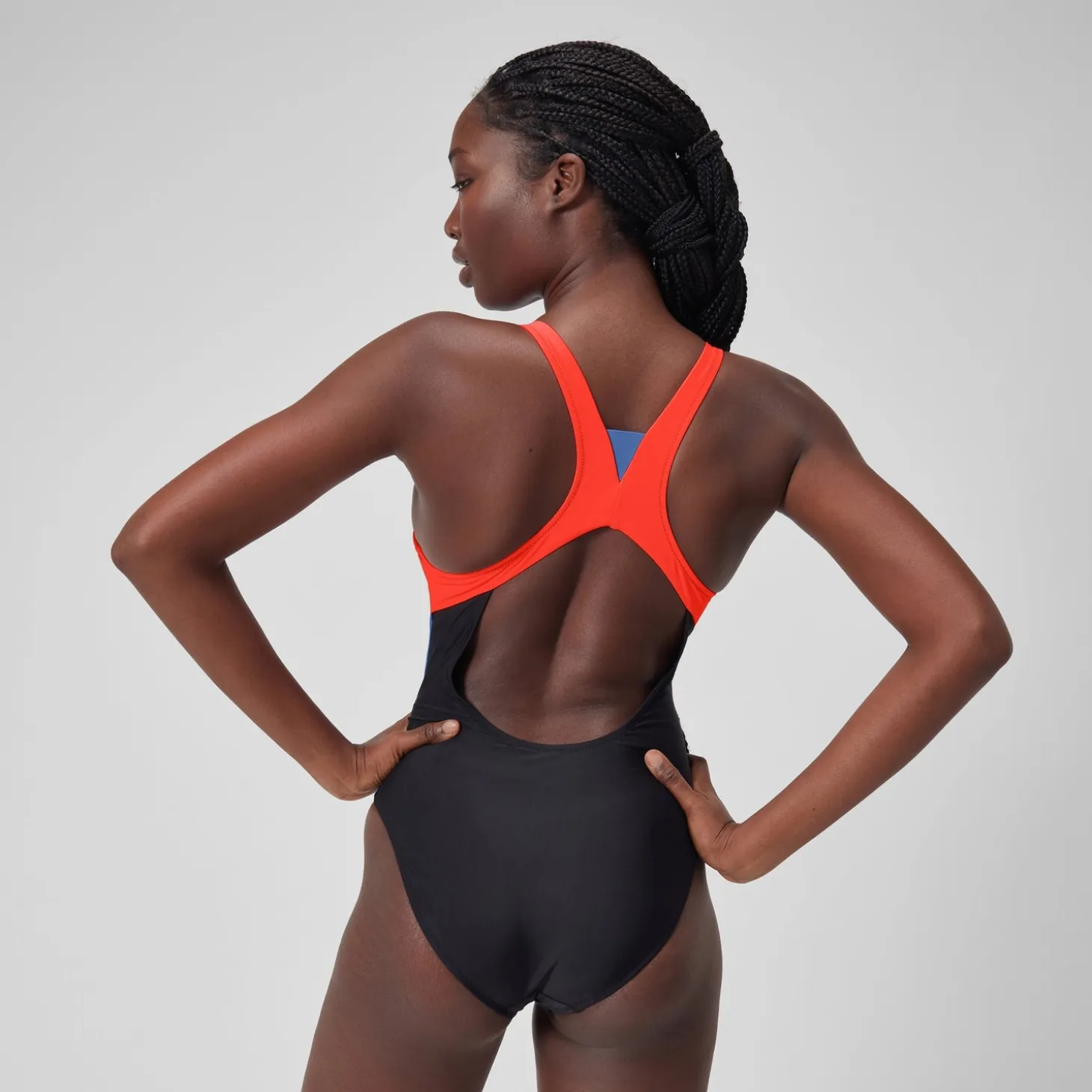 Women's Colourblock Zip Swimsuit Black/Red