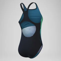 Women's Digital Printed Medalist Swimsuit Black/Teal