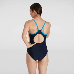 Women's Dive Thinstrap Muscleback Swimsuit Blue/Orange