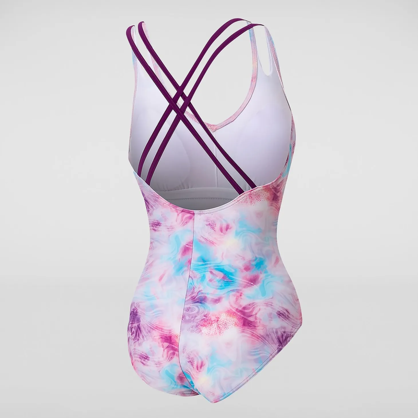 Women's Double Strap Printed Swimsuit Pink/Blue