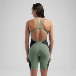 Women's Fastskin LZR Pure Intent 2.0 Openback Kneeskin Green/Black