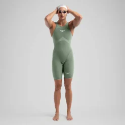 Women's Fastskin LZR Pure Valor 2.0 Openback Kneeskin Green/Black