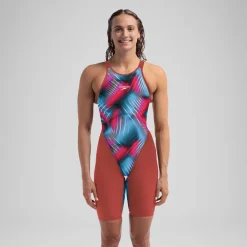 Women's Fastskin LZR Pure Valor 2.0 Openback Kneeskin Red/Blue