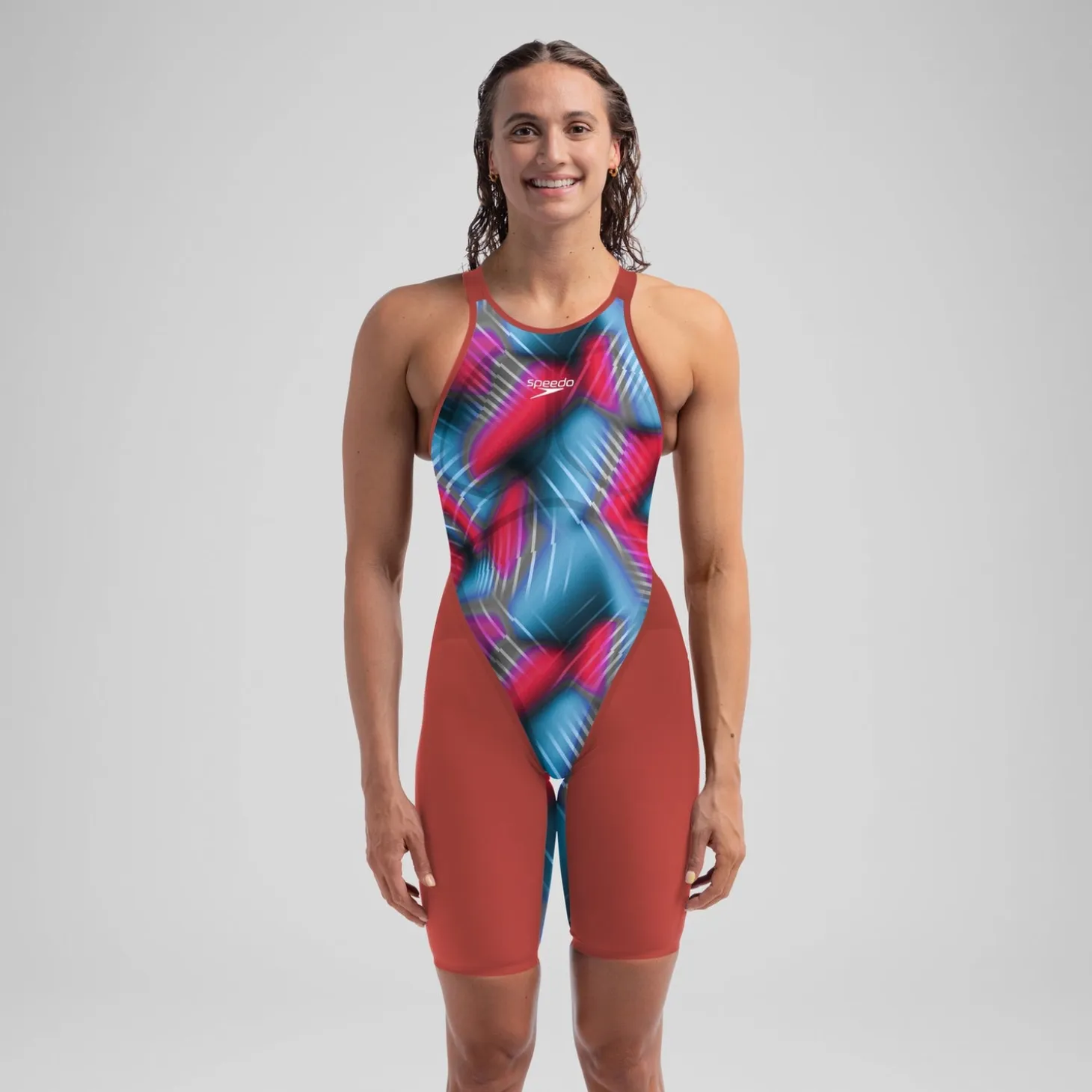 Women's Fastskin LZR Pure Valor 2.0 Openback Kneeskin Red/Blue