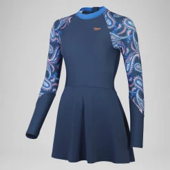 Women's Long Sleeve Swim Dress Navy/Blue