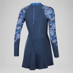 Women's Long Sleeve Swim Dress Navy/Blue