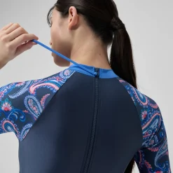 Women's Long Sleeve Swim Dress Navy/Blue