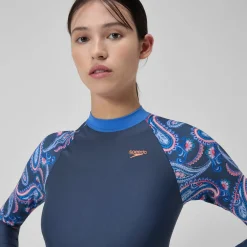 Women's Long Sleeve Swim Dress Navy/Blue